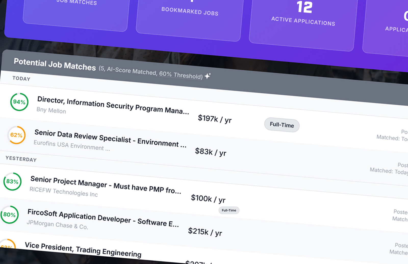 GigFinder.ai job seeker dashboard